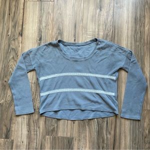Blue/Gray waffle knit cropped long sleeve